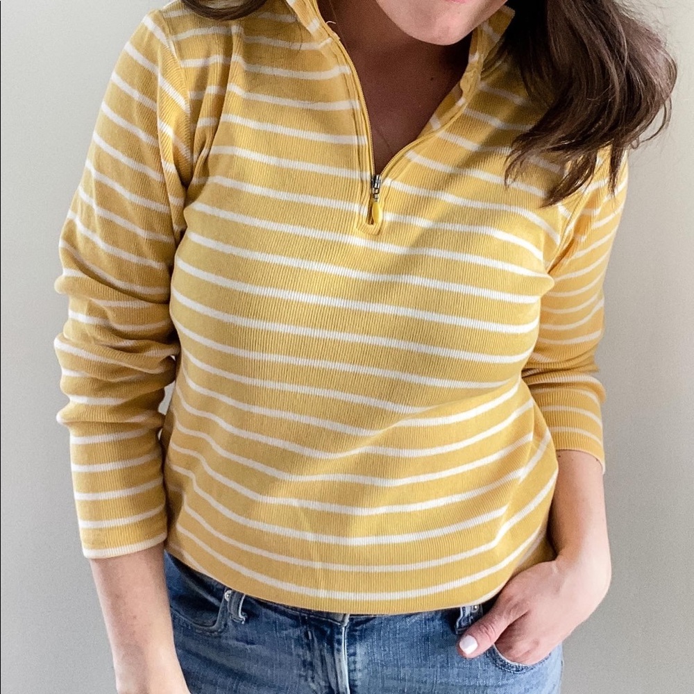 L.L. Bean striped 1/4 zip pullover. Size M.